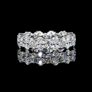 แหวนเพชรทรงกลมเพาะเลี้ยงในห้องปฏิบัติการ ประดับเพชรแบบ Eternity Band ตัวเรือนชุบโรเดียม ทอง 10K 14K 18K เงิน 925 935 ของขวัญสำหรับงานหมั้น - Product Image 1
