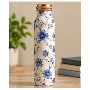 ขวดน้ำทองแดงลายศิลป์พร้อมฝาทองแดงแบบพกพาสำหรับเดินทาง - Product Image 1