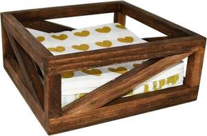 Porta Servilletas Rústico Marrón de Madera Maciza para Mesa de Cocina y Encimeras, Decoración Estilo Granja para Casa, Oficina, Cafetería, Bar - Product Image 3