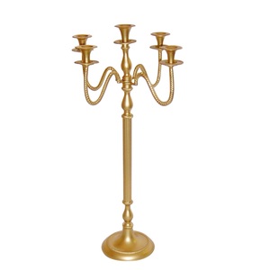 Candélabre décoratif doré à 5 bras, en métal, nouveau design, fait main, style antique, pour centre de table de mariage - Product Image 1