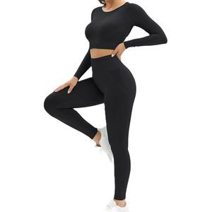 Ensemble de yoga sans couture personnalisé pour femmes, leggings de sport et soutien-gorge de sport, haute respirabilité, ensembles de sport pour femmes avec option de logo - Product Image 1