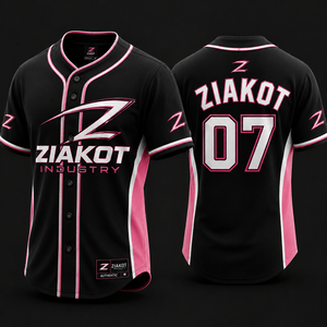 Camiseta de Béisbol Auténtica Negra, Rosa y Blanca de Alta Calidad al por Mayor, Personalizada, de Fabricante Pakistaní - Product Image 1