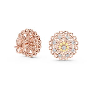 Ensemble de clous d'oreilles SUNLACE en diamants de laboratoire floraux sertis en or rose massif 18 carats, pour fiançailles, mariage, soirées, occasions spéciales, événements glamour et usage quotidien - Product Image 4