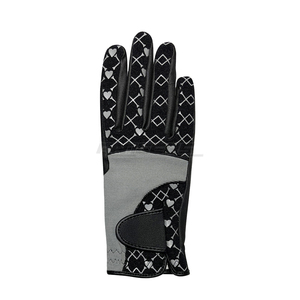 Black Equestrian <b>Gloves</b> Silicone Heart Print Leather Touchscreen Fingers Unique Non Slip Unisex Riding <b>Gloves</b> - Product Image 1