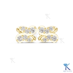 Lab Grown Diamond Filled Abstract Swirl Stud <b>Earrings</b> 14K 18K <b>Solid</b> Gold Brilliant Cut 6 Stone Cluster Fine Women Jewelry - Product Image 4