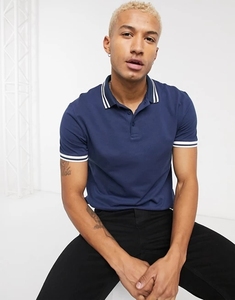 Polo à manches courtes pour homme, bleu marine, coton piqué, décontracté, couleur unie, respirant, design tricoté, coupe classique - Product Image 3