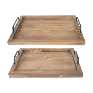 Bandeja de madera para servir con asa de metal para el hogar y hoteles, bandeja de almacenamiento de alimentos para mesa, la más vendida. - Product Image 4