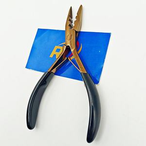 Pince à extensions capillaires en acier inoxydable pour micro-anneaux et nano-perles, outil professionnel pour coiffeurs, couleur or rose OEM avec poignée en plastique - Product Image 6
