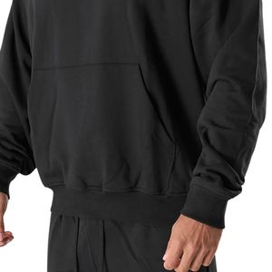 Men's Black Pullover Hoodie Heavyweight Fleece Sweatshirt Long Sleeve Casual <b>Athletic</b> Gym Training Activewear Streetwear - Product Image 3