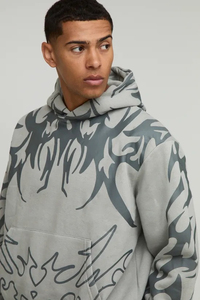 Survêtements à capuche pour hommes 100 % coton épais, coupe ample et carrée, imprimé intégral, jambes larges, respirants, fabriqués au Pakistan pour l'hiver - Product Image 3