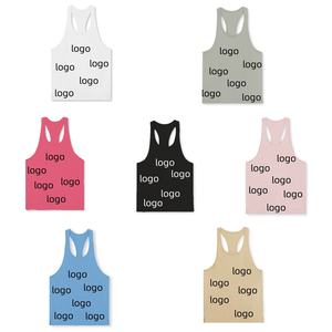 Débardeur en coton pour homme, couleur unie, col rond, respirant, logo imprimé sur le devant, décontracté, sans manches, pour l'entraînement - Product Image 3