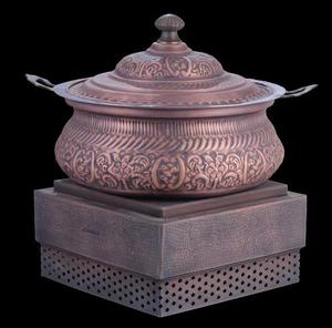 Traditional Chinese Engraved Metal <b>Serving</b> <b>Dish</b> With Lid Round Plant Pattern <b>Dishes</b> & Plates - Product Image 1