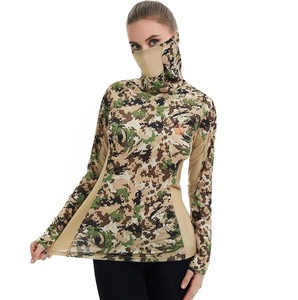 Sweat à capuche de chasse camouflage UPF 50+ pour femme avec cache-cou intégré, respirant, haute performance, manches longues, pour la pêche FS03W - Product Image 5