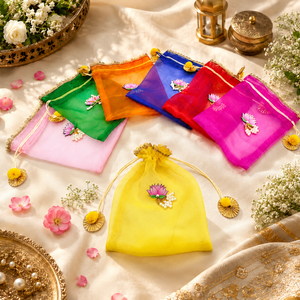 Bolsa de Organza con Cordón Decorativo de Loto, Bolsa de Regalo para Recuerdos de Boda y Uso Festivo - Product Image 5