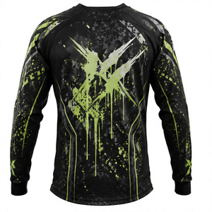 Camiseta de Paintball Personalizada para Hombre, Manga Larga, Diseño de Calavera Negra y Verde, Sublimación, Compresión, Secado Rápido, Ligera y Transpirable - Product Image 6