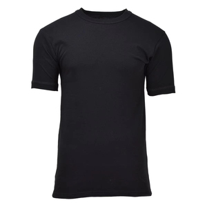 T-shirt décontracté pour homme, noir, coupe ajustée, manches courtes, col rond, couleur unie, jersey tricoté, longueur standard, design uni - Product Image 3