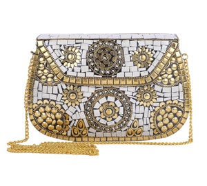 Customize Size <b>Green</b> Stone Mosaic <b>Clutch</b> <b>Bag</b> Bohemian Floral Inlay Chain Strap Handbag <b>for</b> Women <b>wedding</b> purse - Product Image 5
