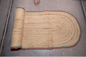 Tapis de couloir ovale en jute tressé fait main, tapis d'entrée rustique en jute naturelle, tapis de cuisine bohème, tapis de sol. - Product Image 3
