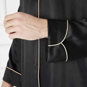 Conjunto de ropa de dormir de seda transpirable para hombre, conjunto de pijama de manga larga, ropa de dormir de seda de lujo de Color sólido para hombre, traje cómodo para el hogar - Product Image 5