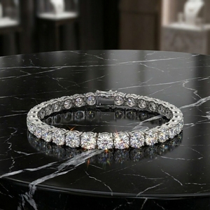 Bracelet tennis RCK Global en moissanite taille brillant plaqué or, or blanc 14K, argent 925, bijoux élégants pour soirée - Product Image 4