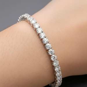 Pulsera de tenis de moissanita de plata de ley 925 hecha a mano con eslabones brillantes, joyería de gema de abril, regalo para mujer - Product Image 5