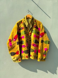 Unique & Artistic Wear Handmade <b>Velvet</b> Embroidered Fish Motif Jacket Women Boho Ethnic Statement Winter Wear Outwear <b>Blazer</b> - Product Image 2