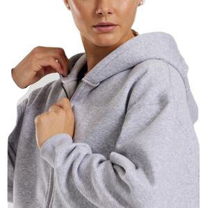 Hiver 2025 Sweat à capuche zippé doublé pour femme, 100% Coton épais, respirant, écologique, en polaire anti-boulochage, coupe oversize, qualité supérieure - Product Image 6