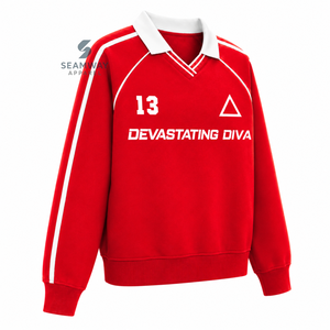 Delta |   Sigma |   Sweat-shirt de rugby pour femmes Theta, col polo, manches longues, broderie, pull décontracté, style universitaire - Product Image 2