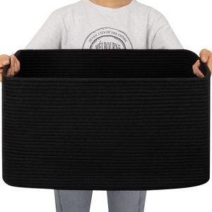 75L Eco-Friendly Modern Woven Cotton Rope <b>Storage</b> Basket 22x17x12 for <b>Drink</b>/Food Use in Living Room Bedroom Nursery - Product Image 1