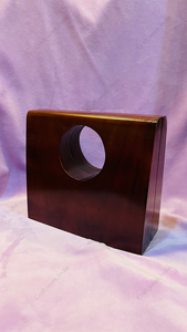 Bolso de mano de madera redondo artesanal con recortes para mujer, de diseñador, para fiesta de noche, boda, estuche rígido, cartera de madera. - Product Image 4