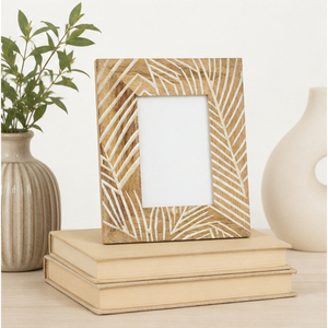 Hand-Carved Wooden Photo <b>Frame</b> with Tropical Leaf Pattern Antique Whitewashed <b>Wood</b> <b>Picture</b> <b>Frame</b> Bulk Wholesale Price - Product Image 6