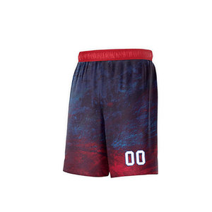 Pantalones Cortos de Baloncesto Sublimados para Hombre, Tela Suave, Degradado Rojo y Azul, 00% Poliéster, Ropa Deportiva Transpirable - Product Image 4
