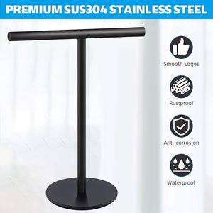 Toallero de Metal Negro Independiente, Diseño Minimalista, 1 Barra, Soporte Móvil para Toallas de Baño - Product Image 4