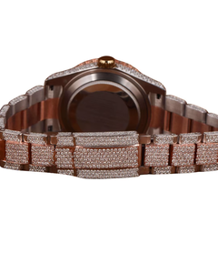 Montre-bracelet de luxe en acier inoxydable couleur or rose, cadran en cristal, 18 mm, design simple, affichage automatique de la date, montre analogique pour homme - Product Image 4