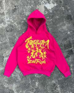 Unisex Cotton Graphic Streetwear Full Zip Hoodie Custom Manufacturer's for Puff Print Screen Printed Heavy Weight Fleece - Product Image 3