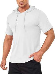 เสื้อฮู้ดแขนสั้นผ้าฝ้าย 100% น้ำหนักเบา สไตล์เรียบง่าย สำหรับผู้ชาย ขายส่งขายดีที่สุด รับผลิตตามแบบ - Product Image 2