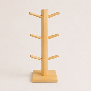 Space-Saving Wooden Coffee Mug <b>Stand</b> With Heavy Base Vertical <b>Tea</b> Cup Tree Holder For 6 Mug Multifunctional Wood Kitchen Counter - Product Image 3