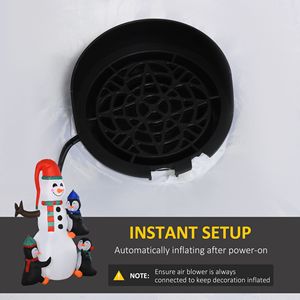 Decorazione Natalizia LED da 6 Piedi per Esterni, Gonfiabile con 3 Pinguini e Pupazzo di Neve Luminoso per Giardino - Product Image 6