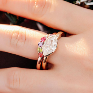 Rose Gold Plated 10K Gold Women's Engagement <b>Ring</b> Lab Created Cubic Zirconia Oval Stone Prong Setting Classic Style - Product Image 3