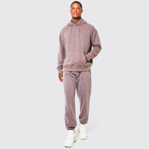 Ensemble de survêtement unisexe grande taille pour l'hiver, jogging 100% coton molletonné, imprimé personnalisé, streetwear léger à manches longues et capuche - Product Image 1