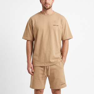 Ensemble de survêtement sportif tendance pour hommes, t-shirt simple à col rond et short ample à manches courtes, vente en gros - Product Image 5