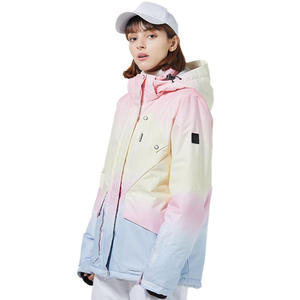 Women's Hooded Ski <b>Jacket</b> Gradient Color Synthetic Insulated <b>Waterproof</b> Zipper Closure 100% Polyester - Product Image 2