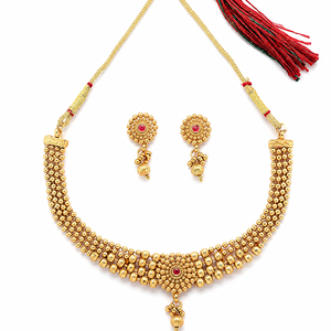Parure de bijoux de luxe en laiton et zircon Kundan, collier ras-du-cou et boucles d'oreilles clous, style traditionnel indien, pour mariée, fiançailles, mariage, soirée, brillant - Product Image 1