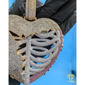 Collier Cœur Squelette Premium avec Diamant de Laboratoire Certifié GIA Style Hip-Hop Finition Or et Argent - Bijou Cadeau de Luxe - Product Image 4