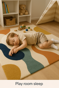 white <b>carpet</b> soft wool with multicolour wavy pattern eco friendly Non-Slip PET Friendly High Pile Durable Area Picnic Home - Product Image 4