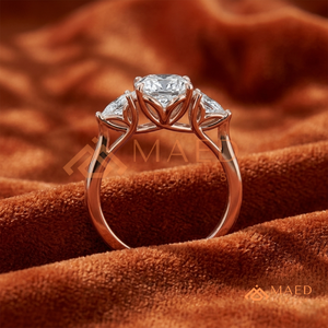 Rose Gold Oval Cut Three <b>Stone</b> Ring for Women Elegant Engagement Style Sparkling Jewelry Gift - Product Image 3
