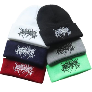 Bonnet d'hiver 100 % acrylique pour femmes et hommes, style gothique street punk, chaud, tricoté, motif dessin animé, tendance et polyvalent - Product Image 6