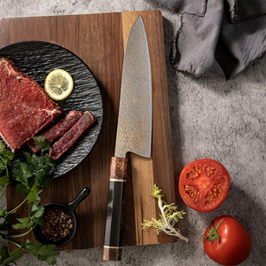 Couteau de cuisine artisanal en cuivre damas avec manches en bois assortis pour la restauration professionnelle et les cuisines domestiques - Product Image 4