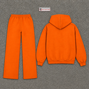 Orange Zip Up Hoodie Tracksuit Set <b>Mens</b> Oversized Streetwear Jogger <b>Pants</b> Casual Sportswear Gym Workout <b>Lounge</b> Wear Outfit Size - Product Image 6
