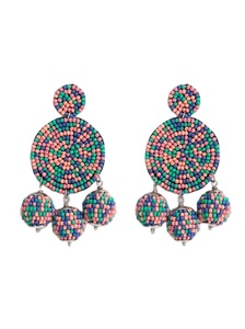 Belle broderie perlée à la main Belle boucle d'oreille coeur dans un nouveau design multicolore à la mode fantaisie pour les femmes - Product Image 3